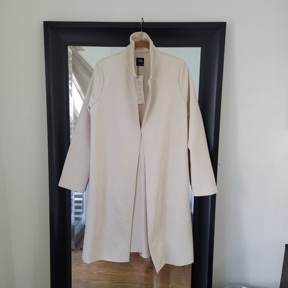 Zara long sueded coat NWT off white